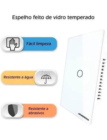 Interruptor Inteligente Touch 1 Botão RF433Mhz Wi-fi Google Alexa